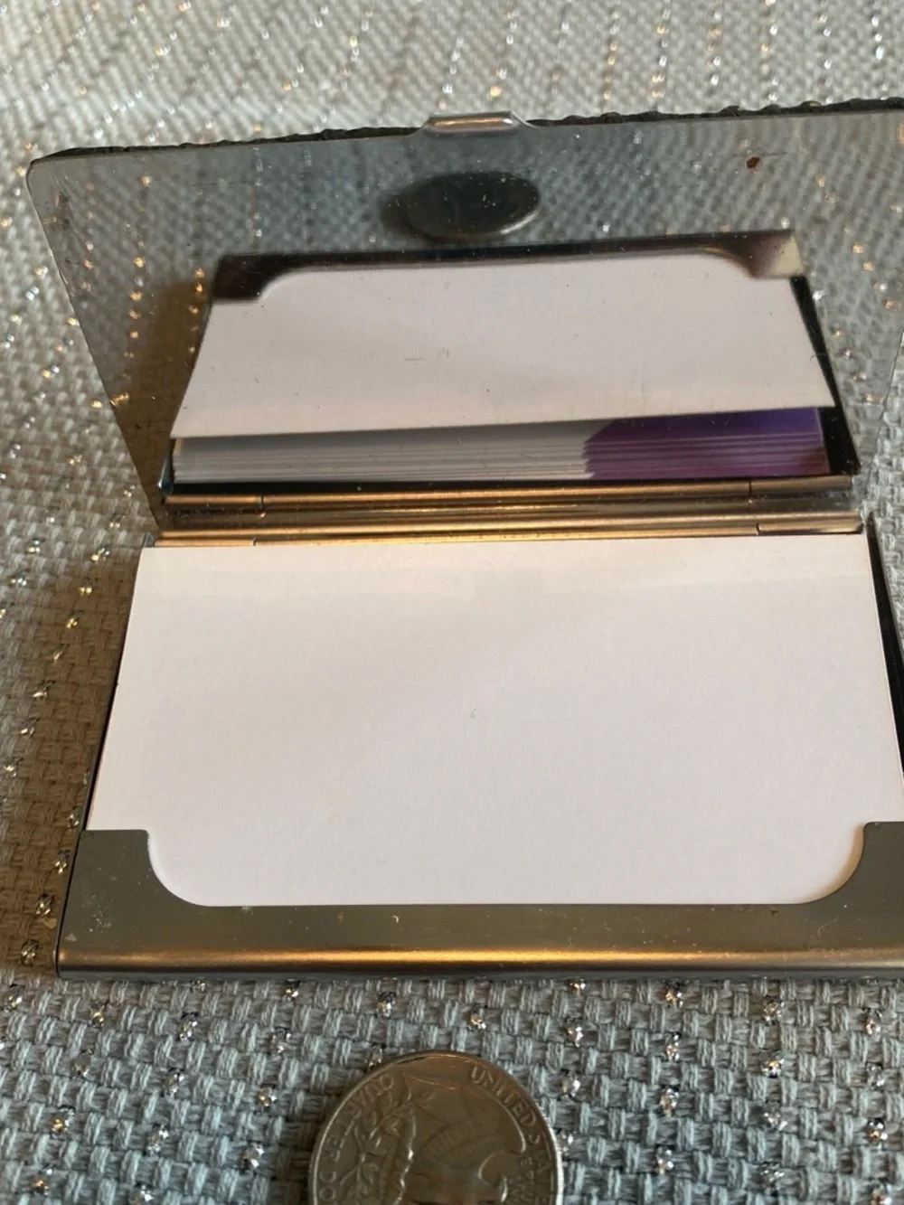 Crystal-Accented Black Card Case - Sparkling Fleur De Lis Design